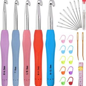New Large Crochet Hooks 5 Sizes Crochet Hook Set, 29 Pack Yarn Needle Kits